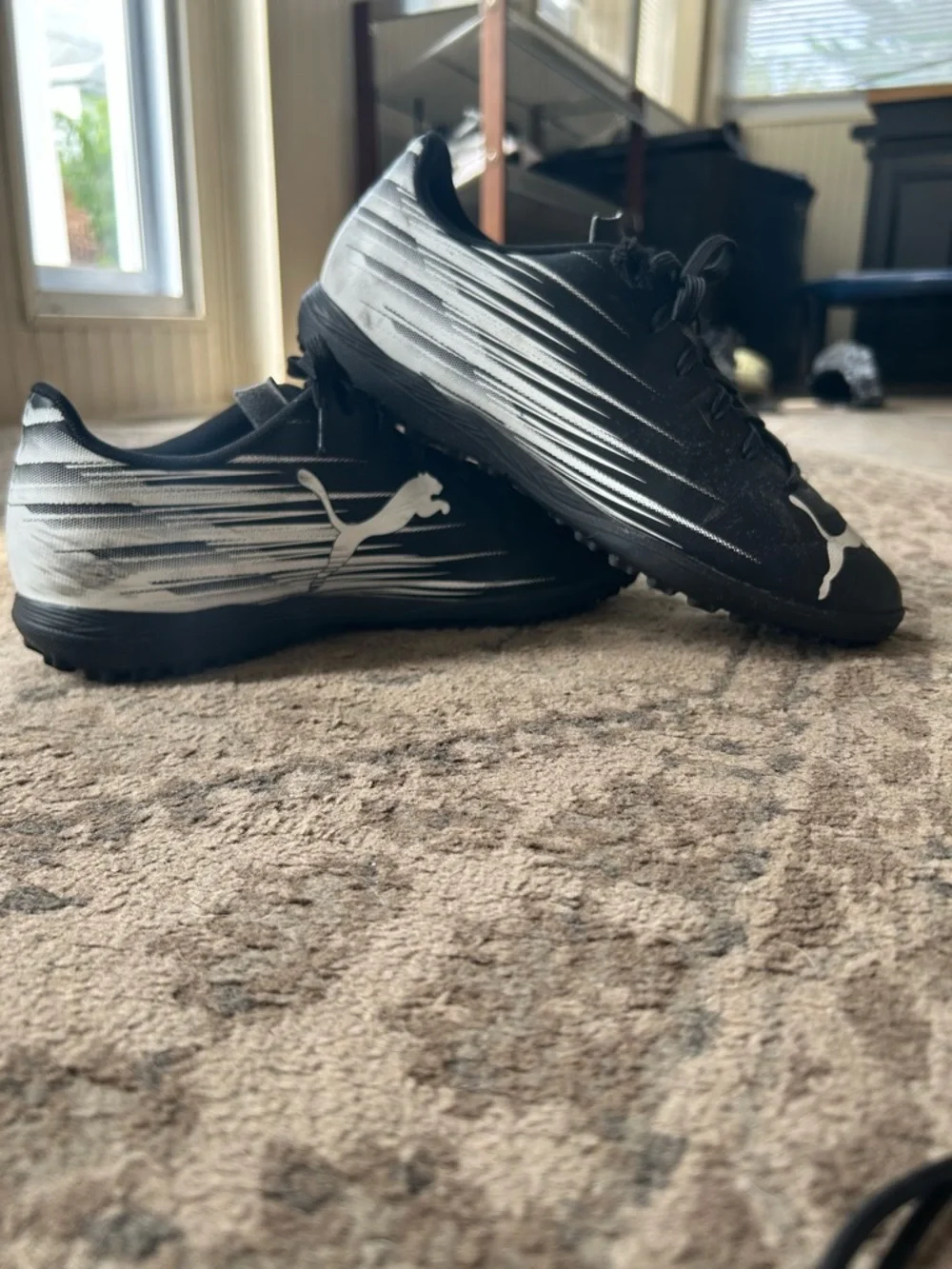 Puma Men’s Black and White Athletic Soccer Shoes